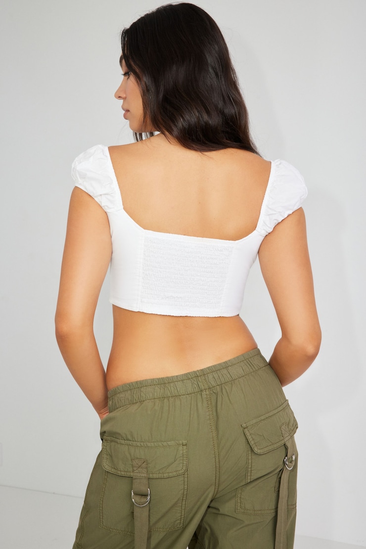 Hook & Eye Bustier Top, Bright White, large