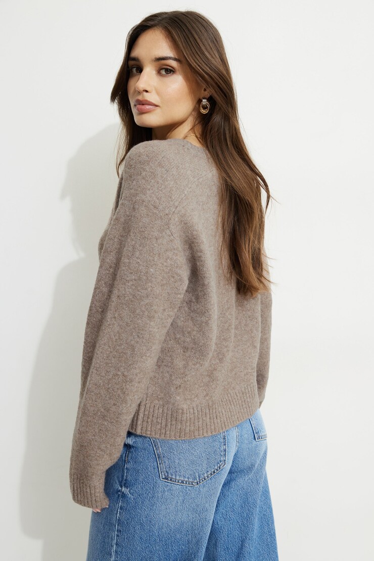 Heavenlyarn™ V Neck Sweater Chalet Brown Melange large
