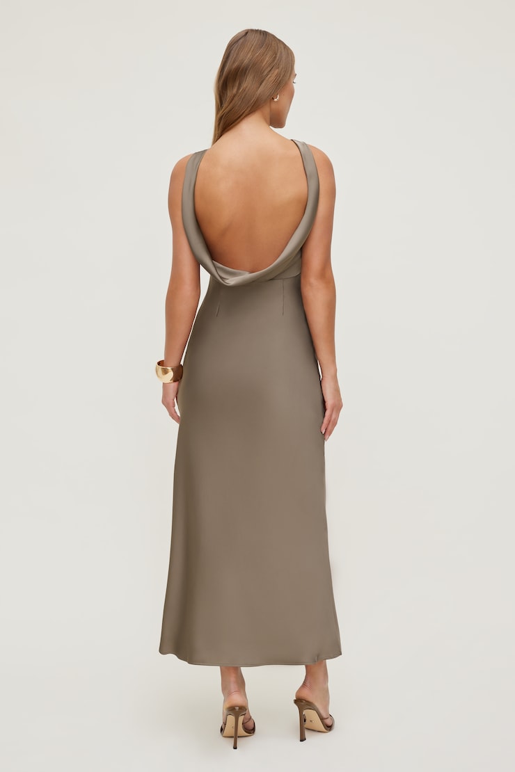 Nora Satin Maxi Slip Dress Wild Mushroom Brown large