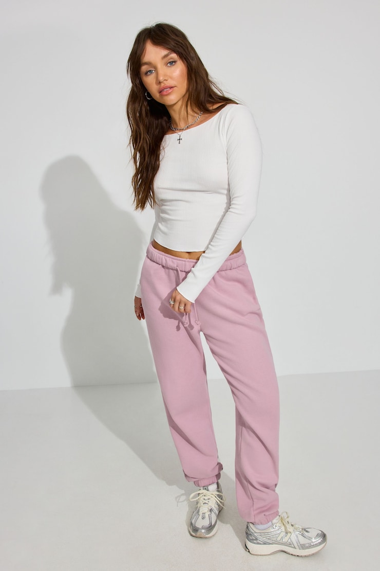 Long Sleeve Boatneck Top, Snow White, large