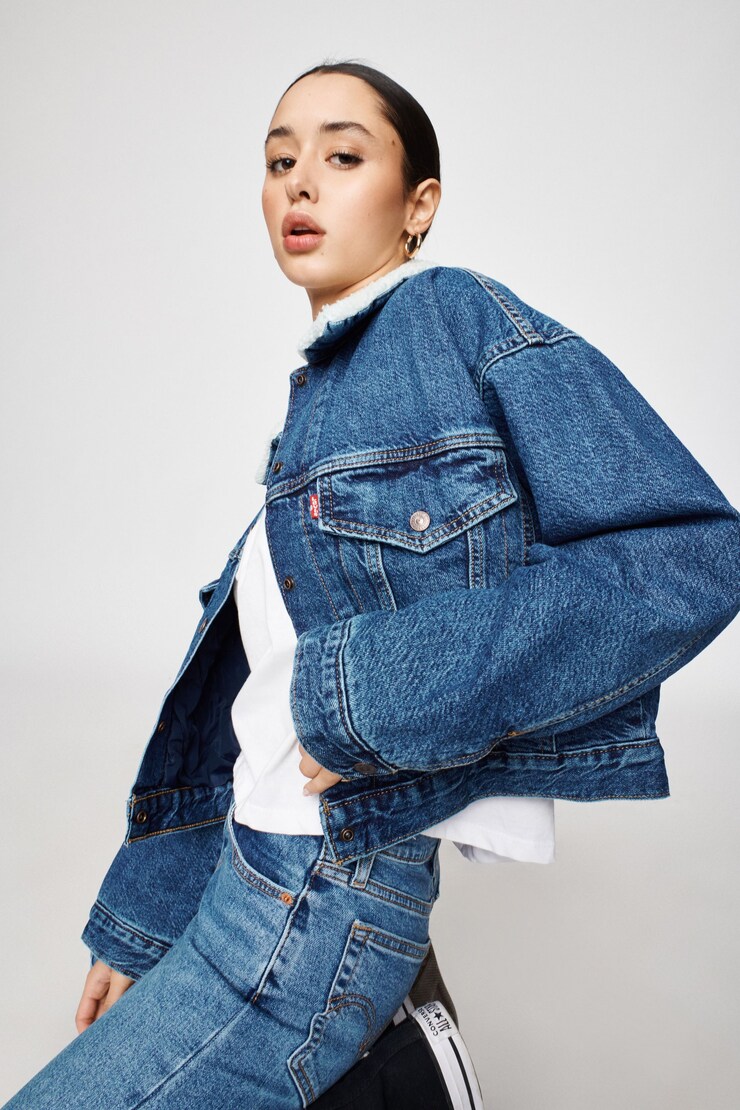 LEVI'S Cropped Loose Sherpa Jacket, Plant a Seed, large