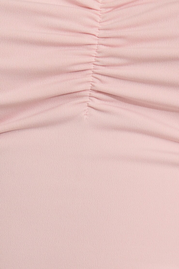 Sweetheart Neckline Long Sleeve Top, Chalk Pink, large