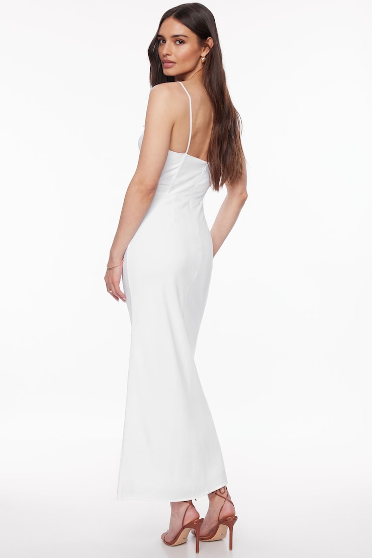 Corset Linen Midi Dress Bright White large