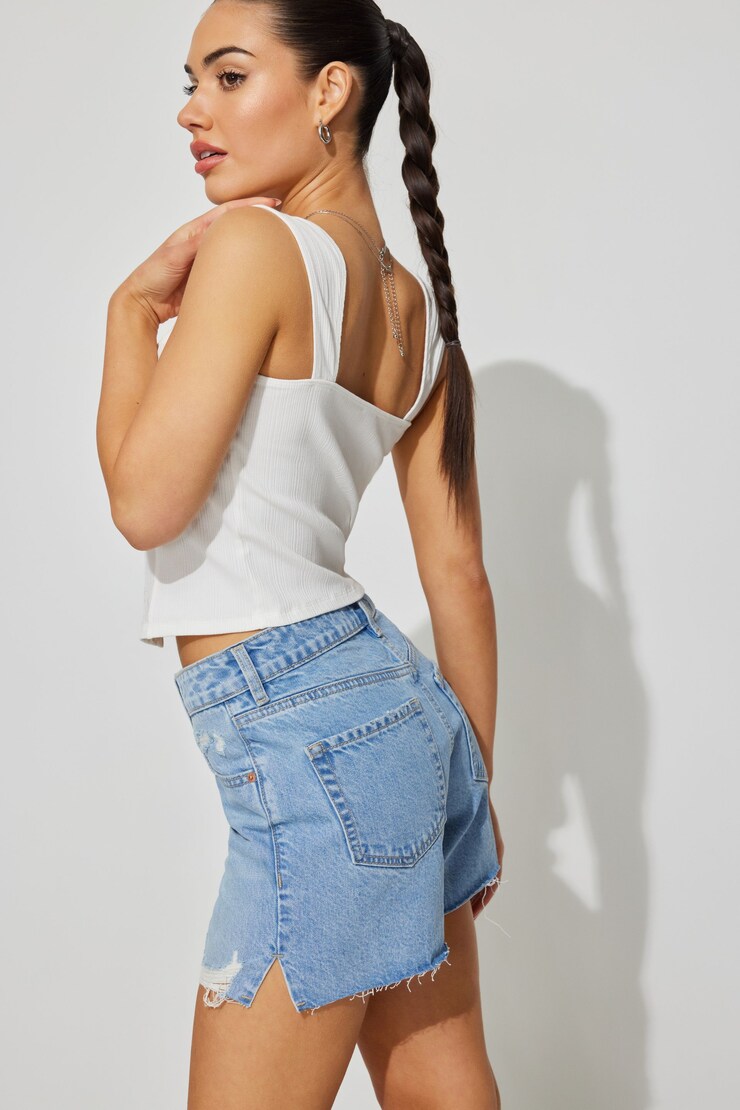 Vintage Cut-Off Denim Short, Elyse Blue, large