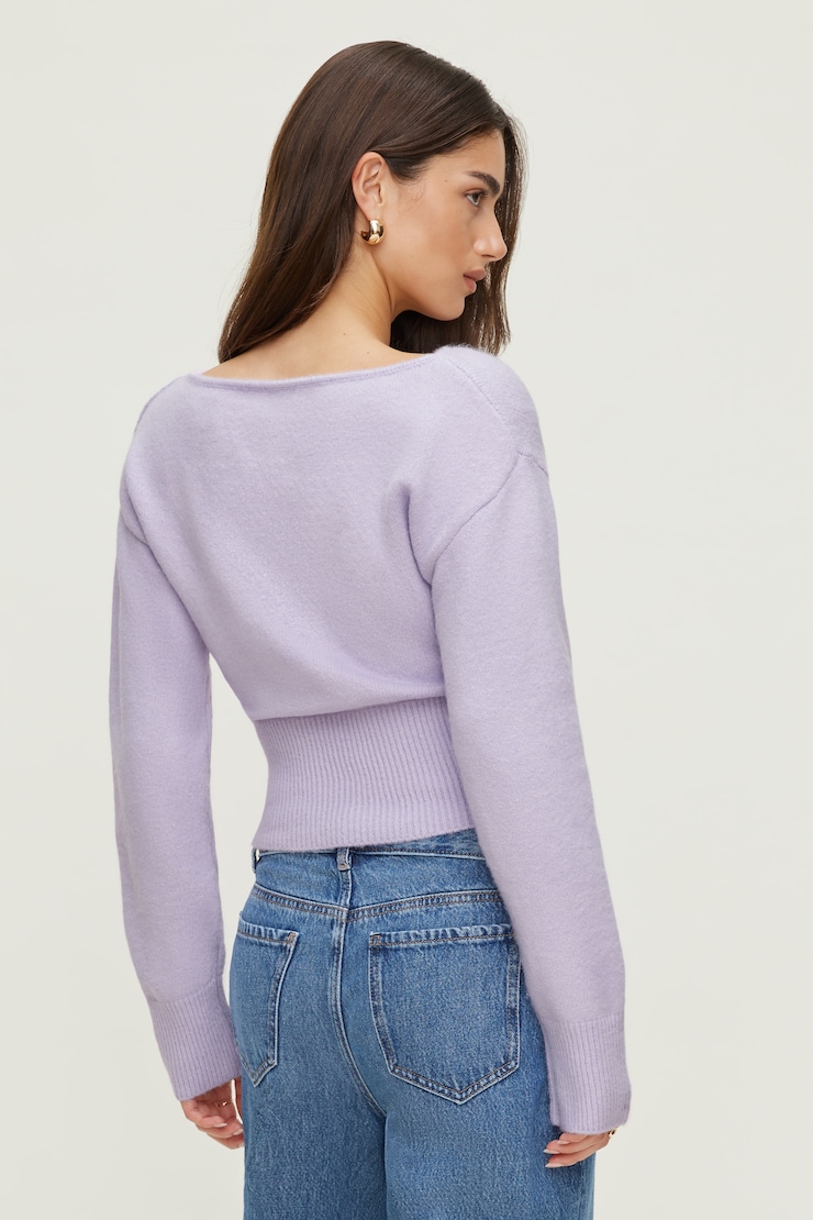Juliet Cinched Boat Neck Sweater Orchid Petal Purple large