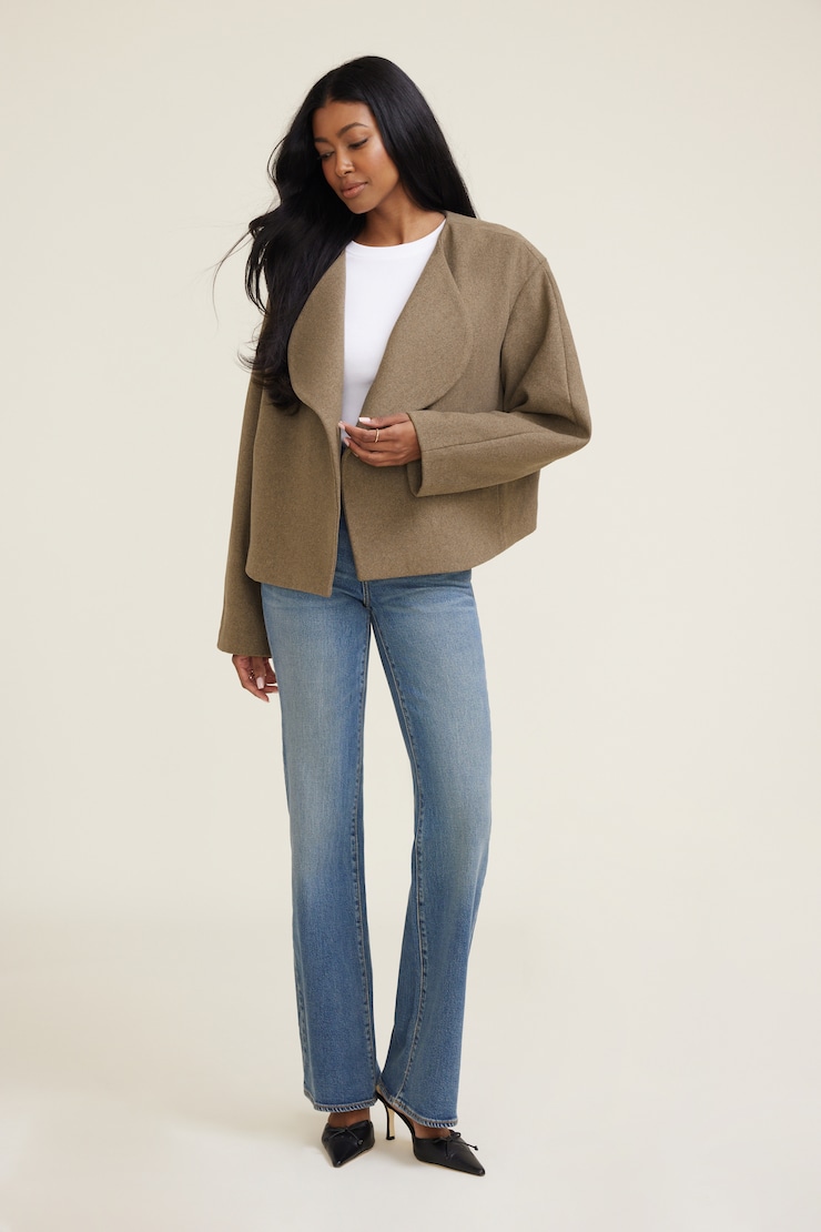 Open Melton Jacket Brown | Dynamite