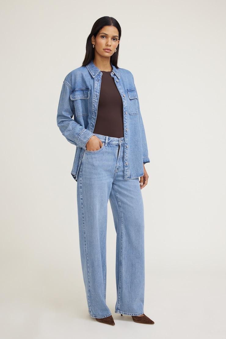 Jean Sydney ample à taille mi-haute en TENCELᵐᶜ Indigo moyen / Bleu oxford large