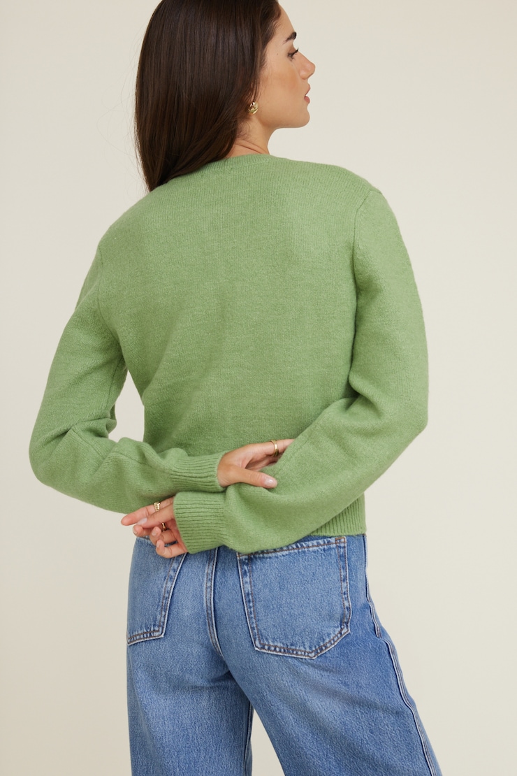 Rebecca Crewneck Cardigan Green Eyes large