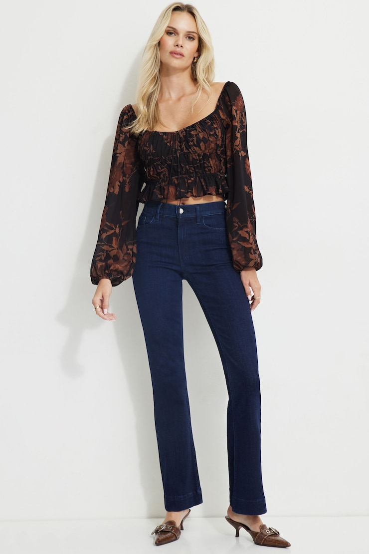 Marilena Front Tie Blouse Dark Orange Floral large