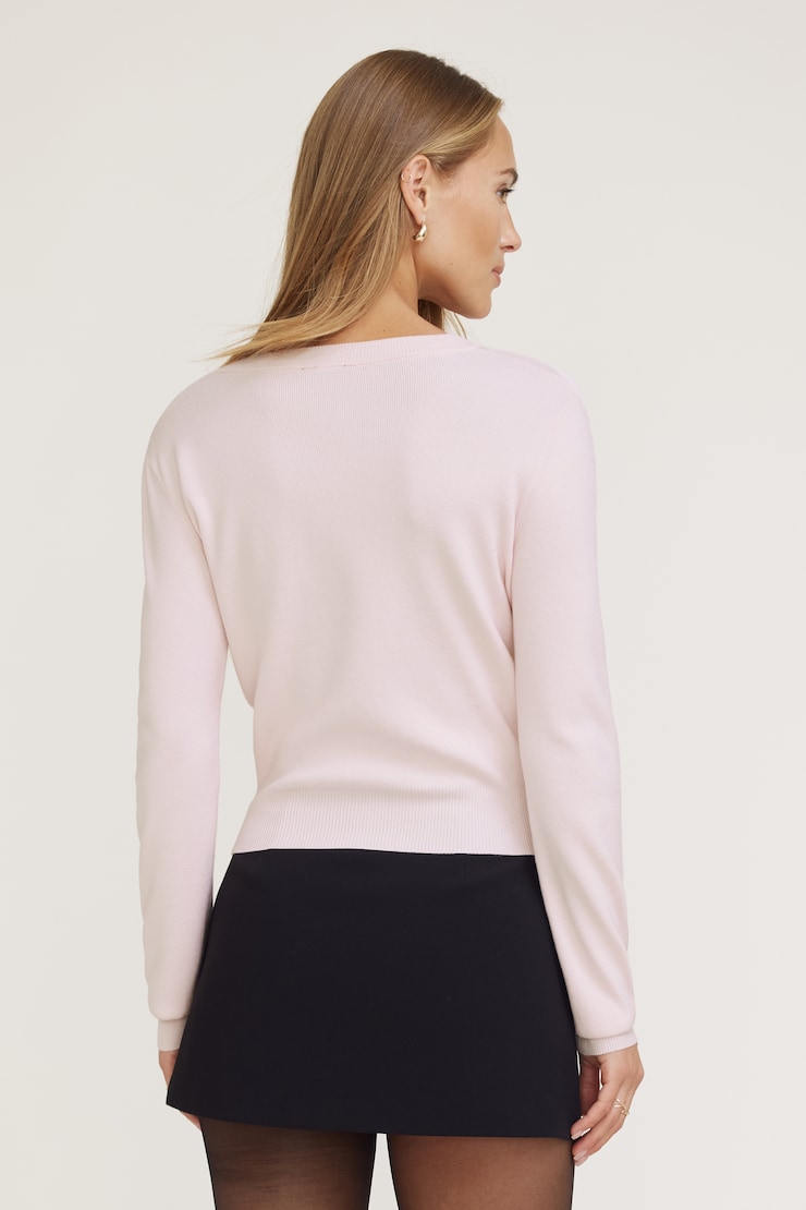 Rebecca Crewneck Cardigan Pale Lilac Pink large