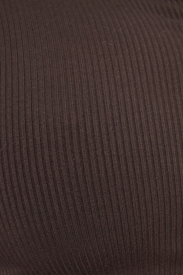 Ribbed Long Sleeve Polo Top Java large