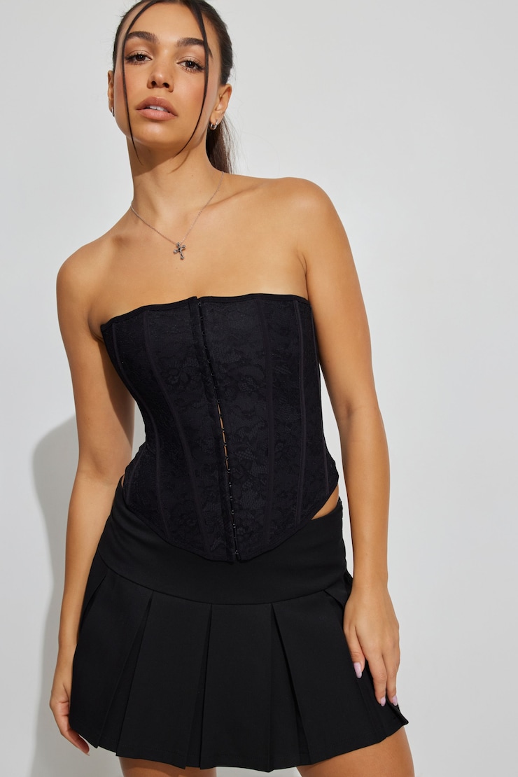 Giselle Strapless Lace Corset, Jet Black, large
