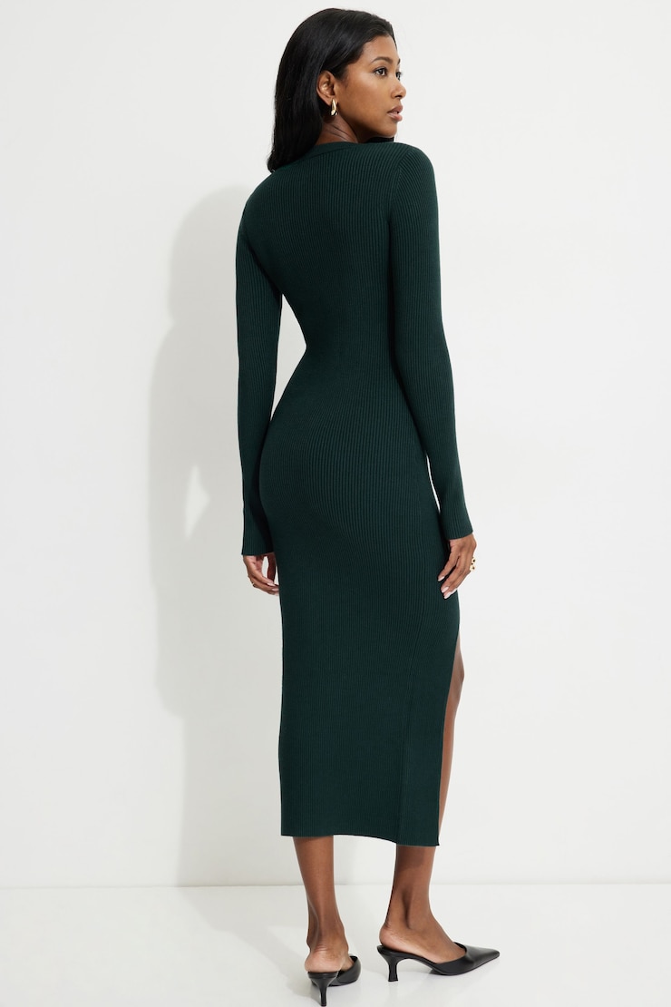 Slit Midi Sweater Dress Pondersa Pine large