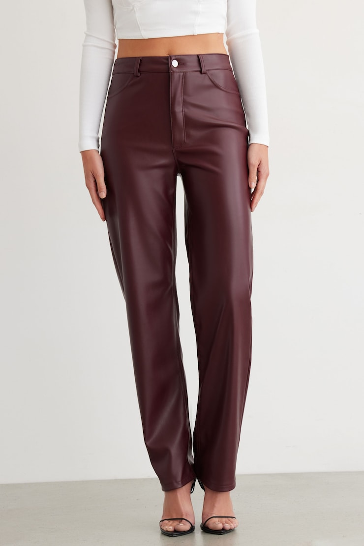 Pantalon à jambe droite Yasmin en lin Port Royale Bourgogne large