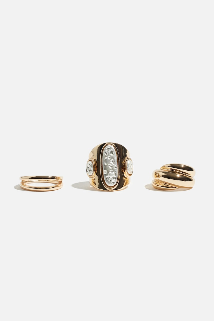 3-Pack Pearl Cocktail Rings Off White/Gold large