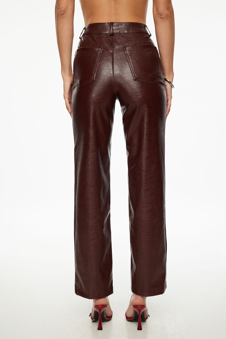 Justina Straight Faux Leather Pants Dark Ruby large