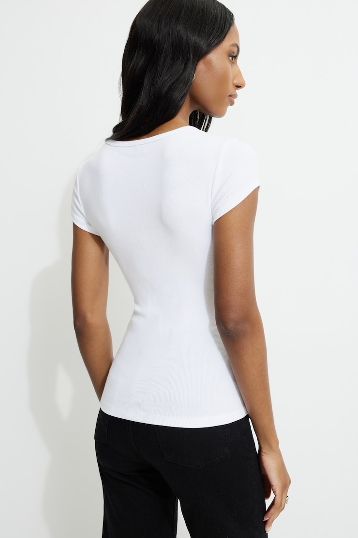 Olive Ribbed Hip T Shirt Bright White large