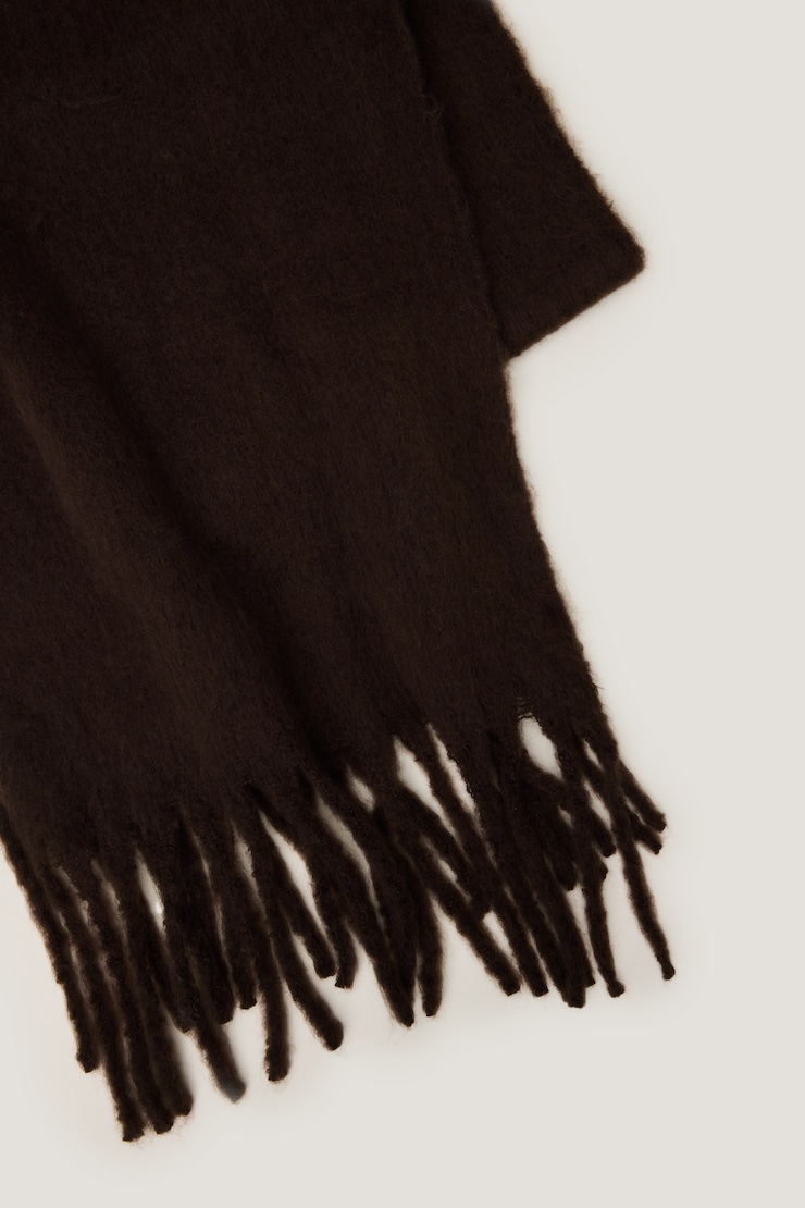 Oversized Fringed Scarf Java Brown large