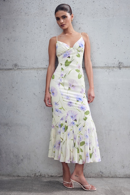 V Neck Pleated Maxi Dress Purple | Dynamite V Neck Pleated Maxi Dress Purple | Dynamite