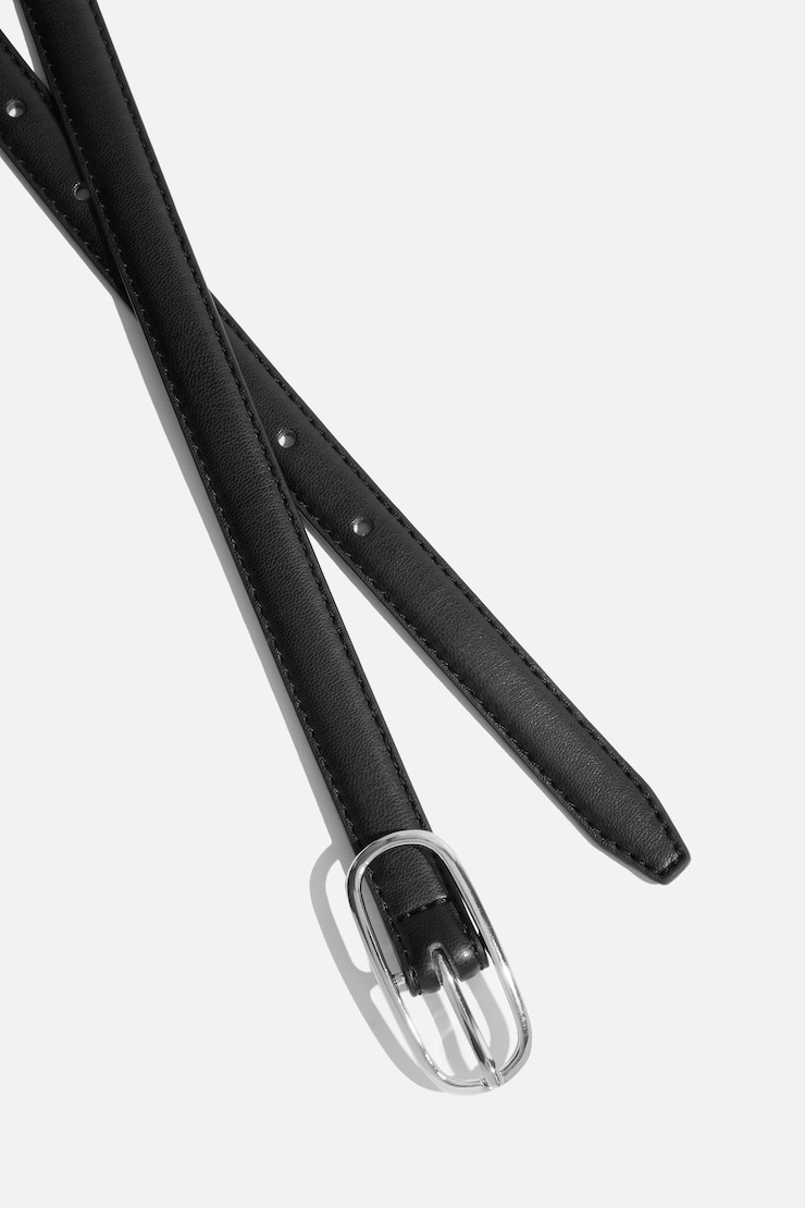 Oval Super Slim Faux Leather Belt