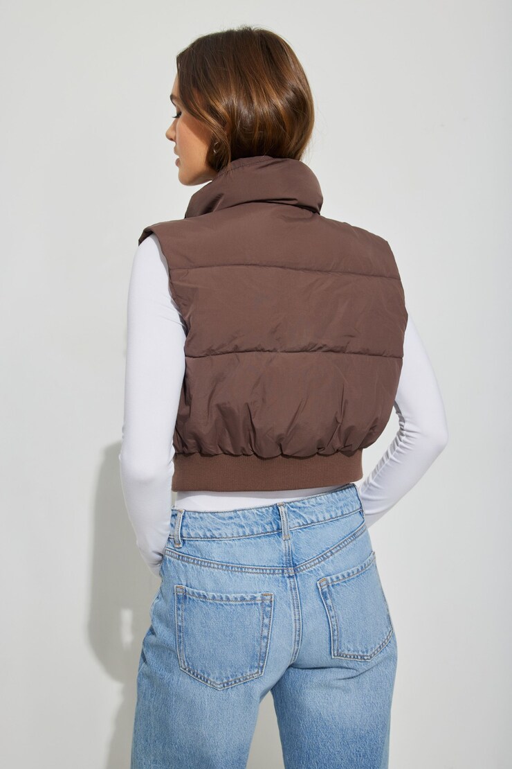 Mini Puff Vest, Shopping Bag Brown, large