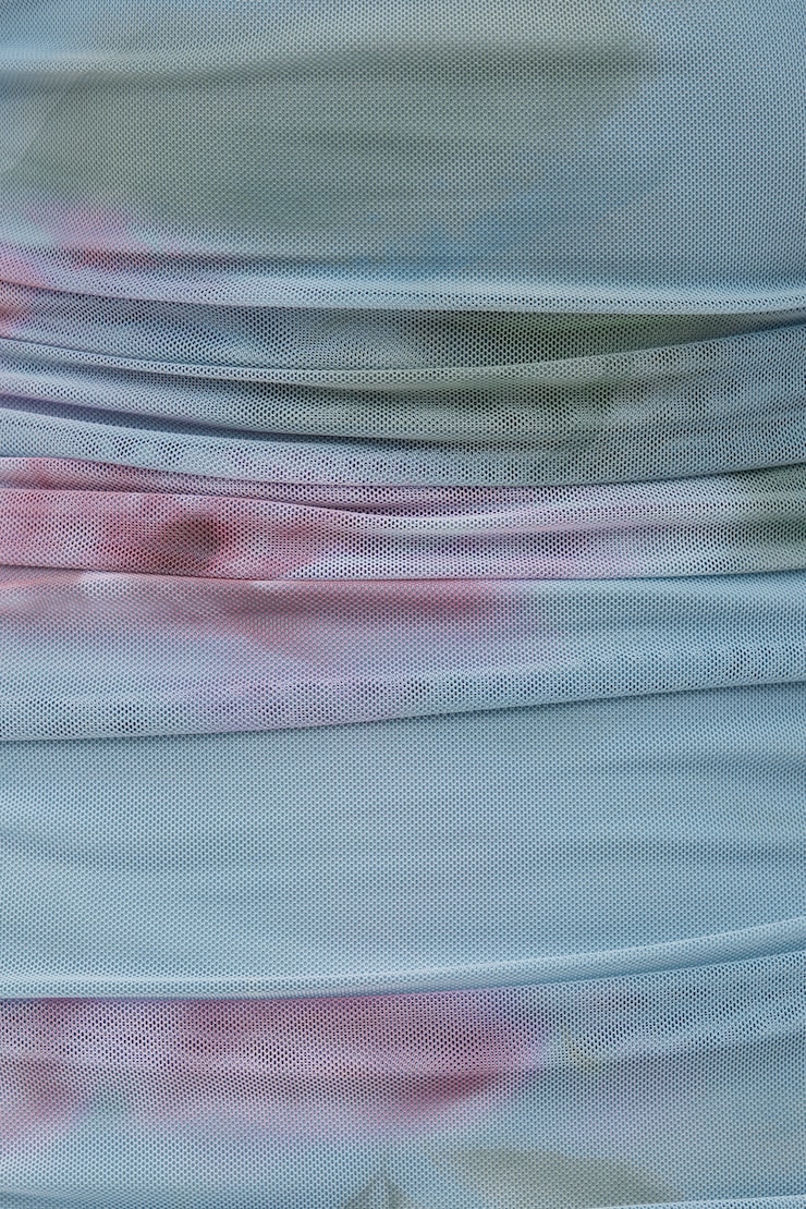 Mona Ruched Mesh Maxi Dress