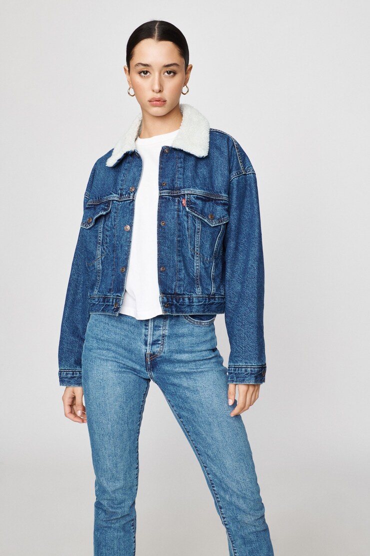 LEVI'S Cropped Loose Sherpa Jacket, Plant a Seed, large
