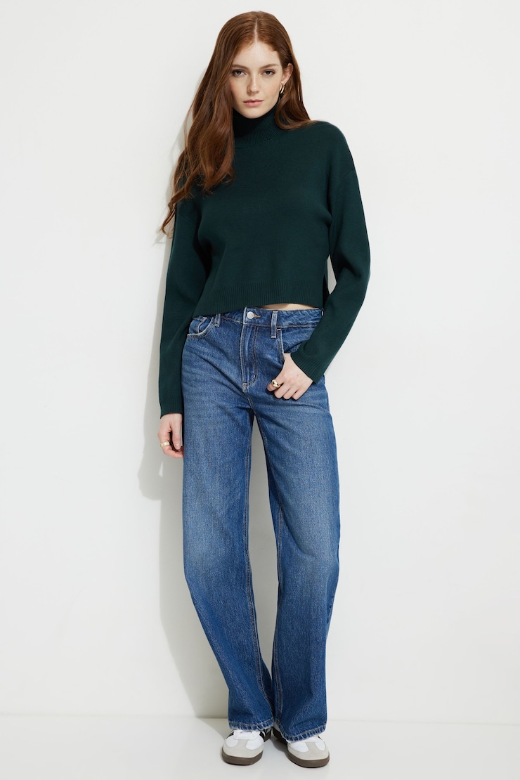 Cropped Turtleneck Sweater Ponderosa Pine large