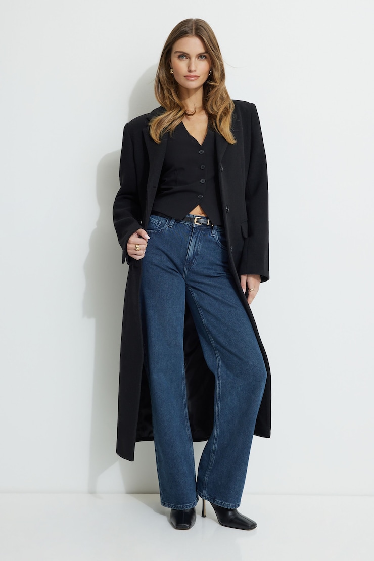 Millie Tailored Button Vest Jet Black large
