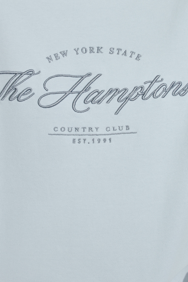 SoftTerry Off Shoulder Sweatshirt, Soft Blue with "Hamptons" Art, large