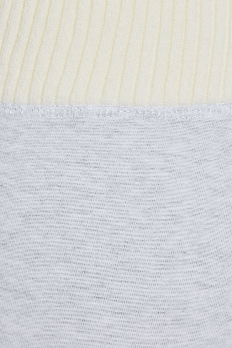 Pantalon de jogging combo à jambe évasée, Mélange gris printanier/Crème, large