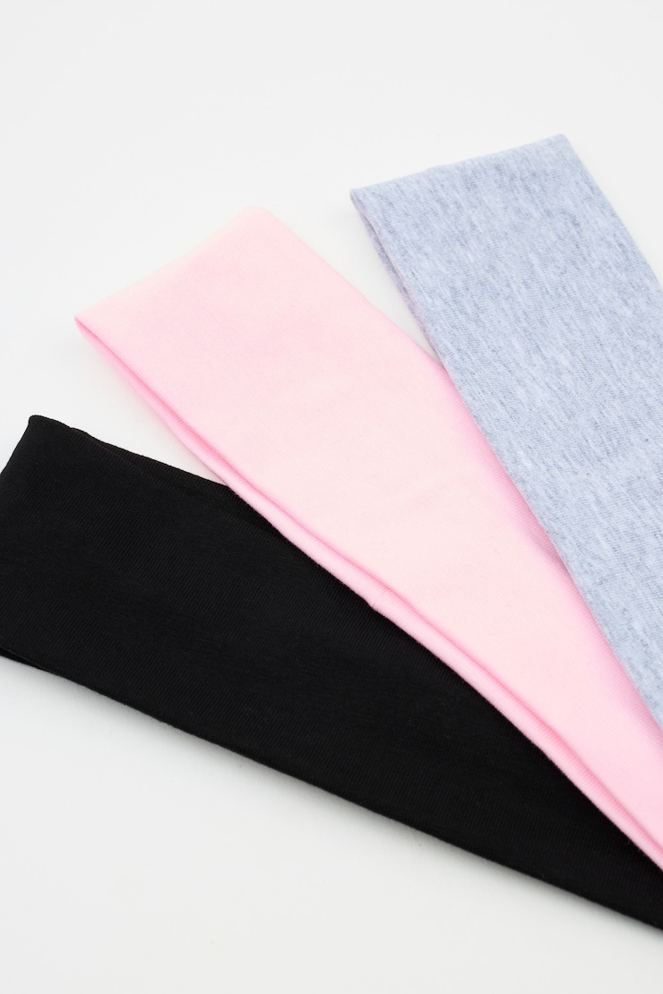 Set of 3 Stretchy Headbands, Chalk Pink/Grey/Black, large
