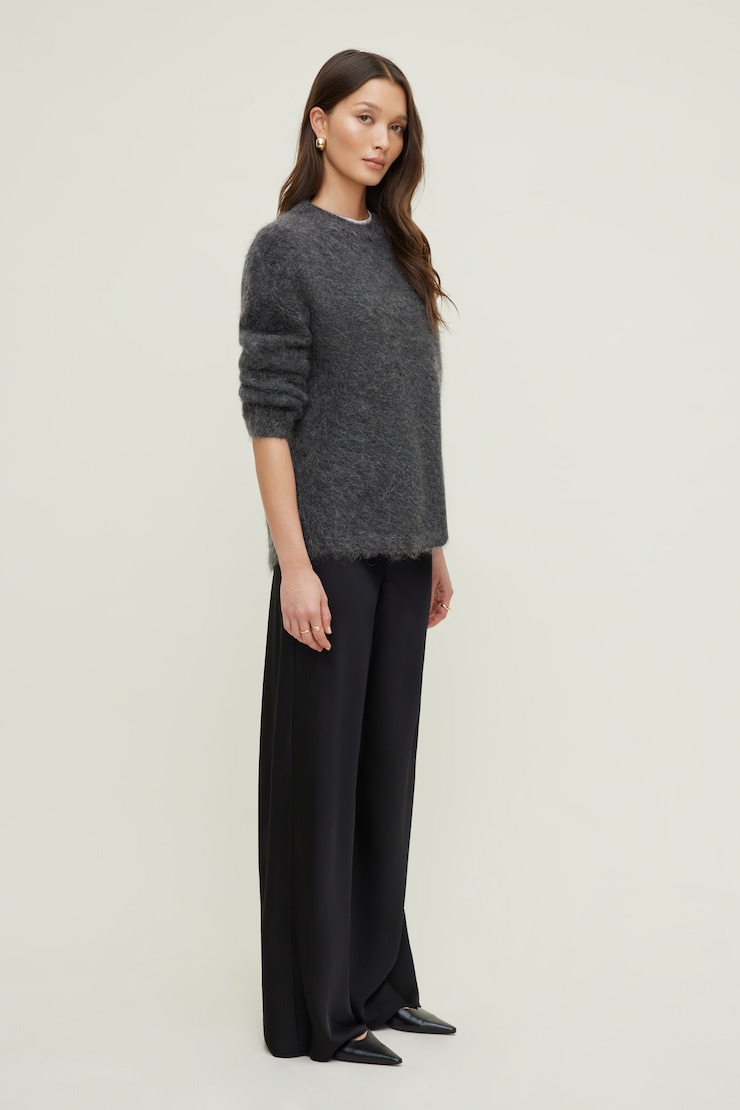 Premium Mohair Wide Sleeve Sweater Graphite Grey Melange large