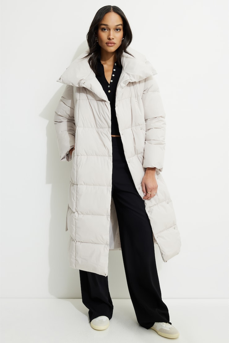 Belted Maxi Puffer Coat Soft Ivory large