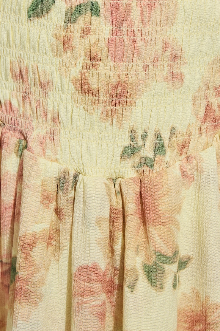 Kenzie Smocked Tiered Romper Dress, Yellow Floral, large