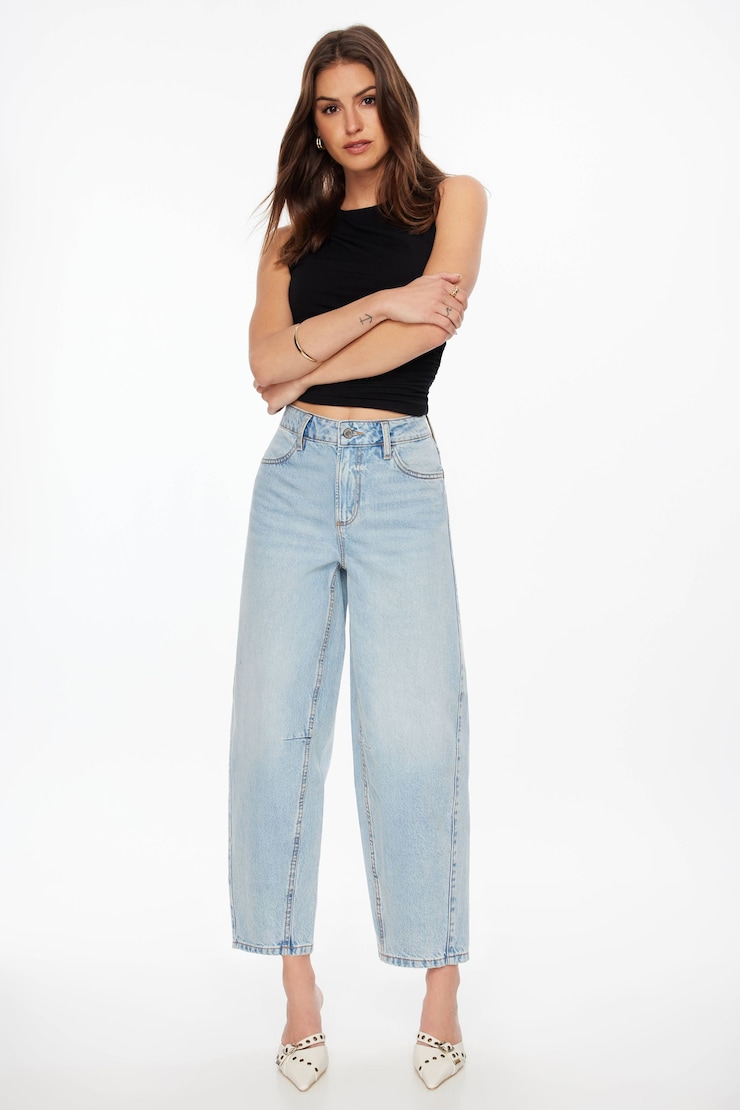 Blair High Rise Barrel Leg Jeans Indigo/Medium Light large