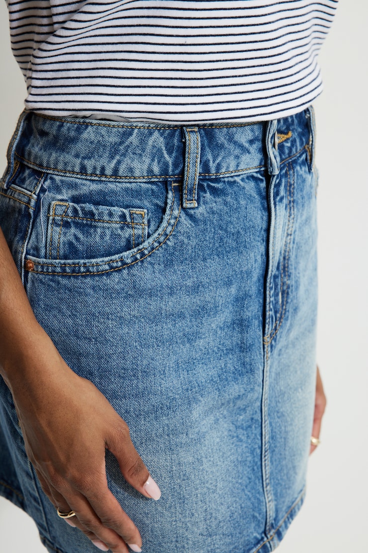 High Rise Denim Mini Skirt