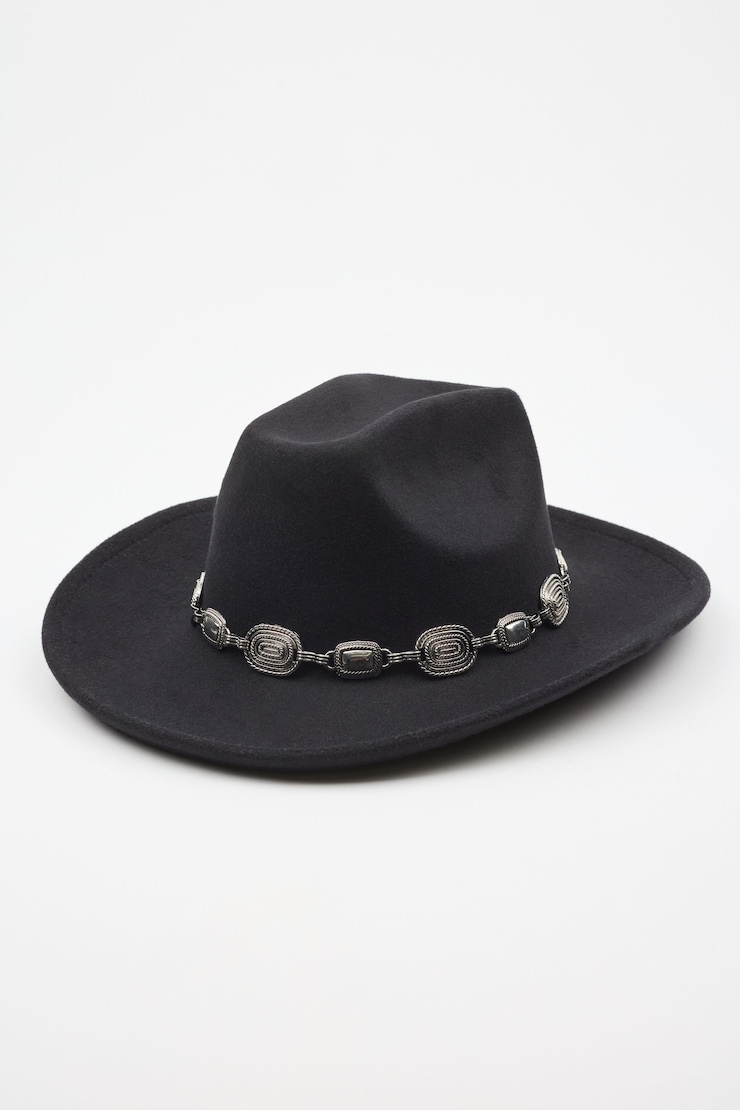 Felt Cowboy Hat , Black/Silver, large
