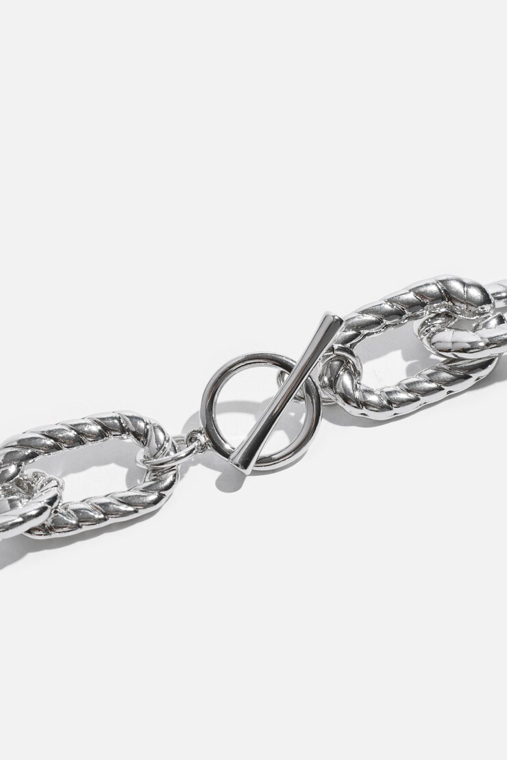 Roped Chain Link Necklace Silver large