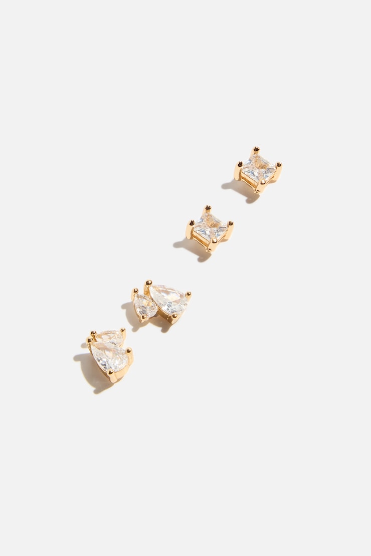 2-Pack Gem Stud Earrings Gold large