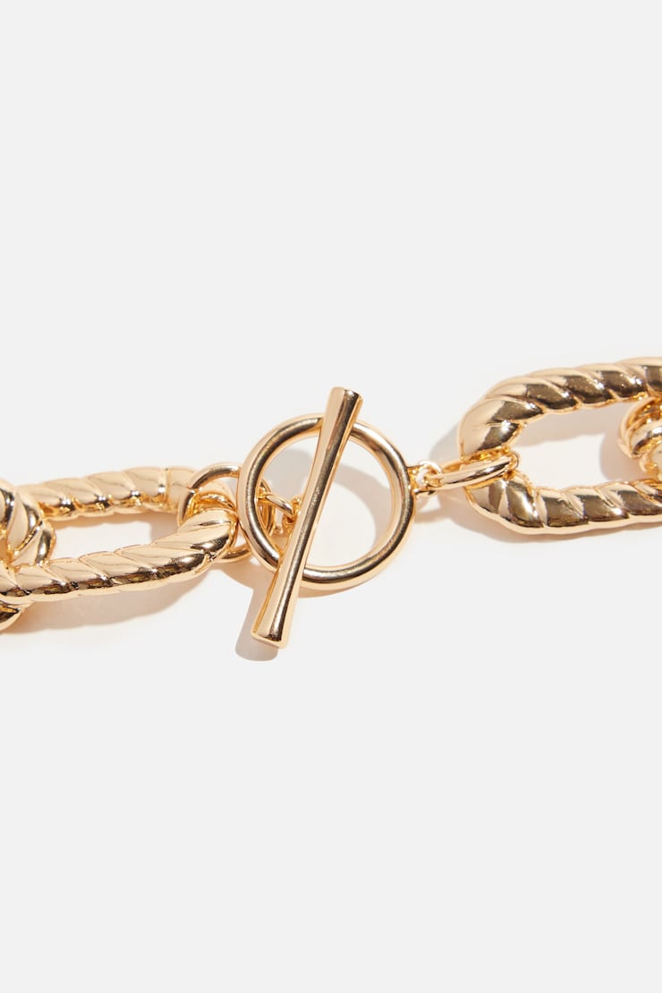 Roped Chain Link Necklace Gold large