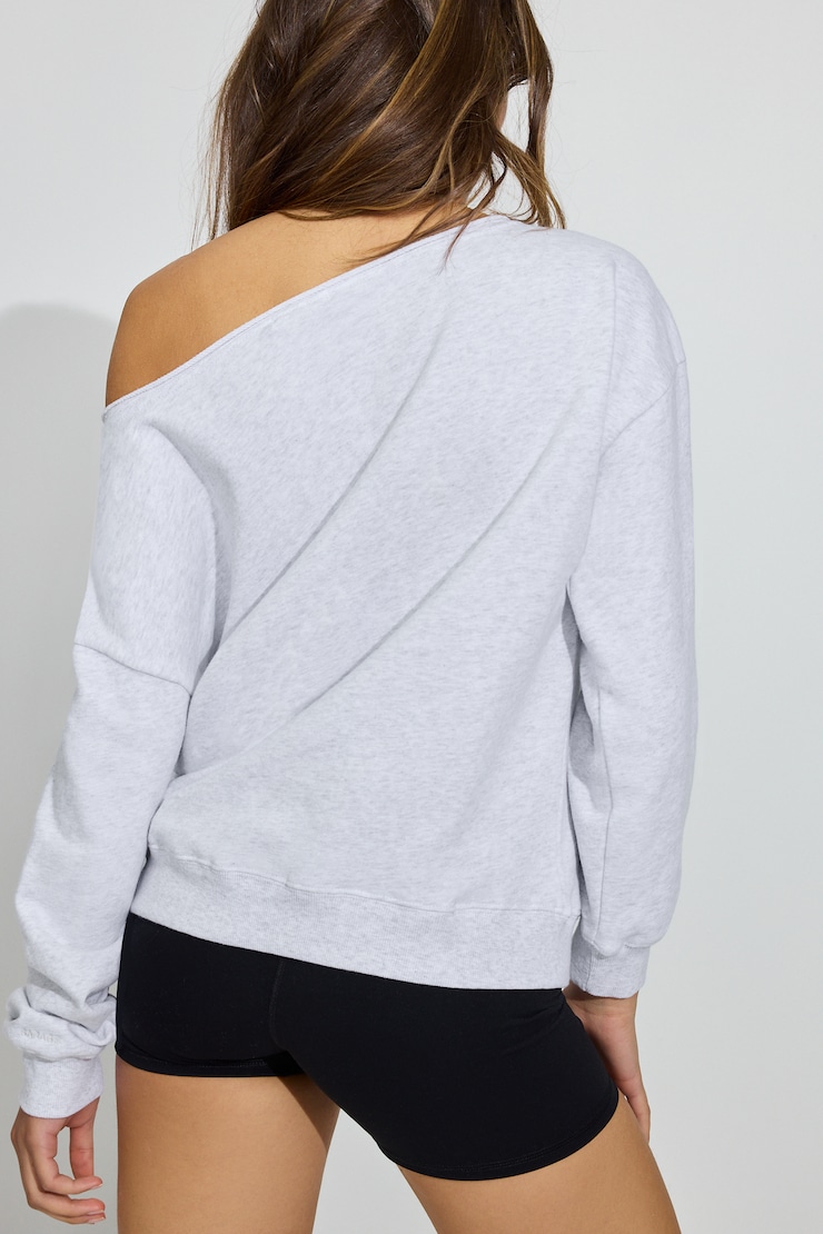 SoftTerry Off Shoulder Sweatshirt Grey | Garage