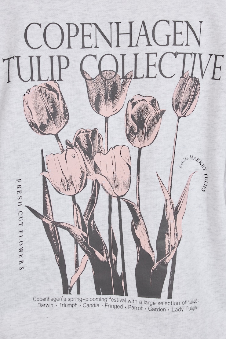 UltraFleece Hoodie, Spring Grey Mix with "Tulip Collective" Art, large