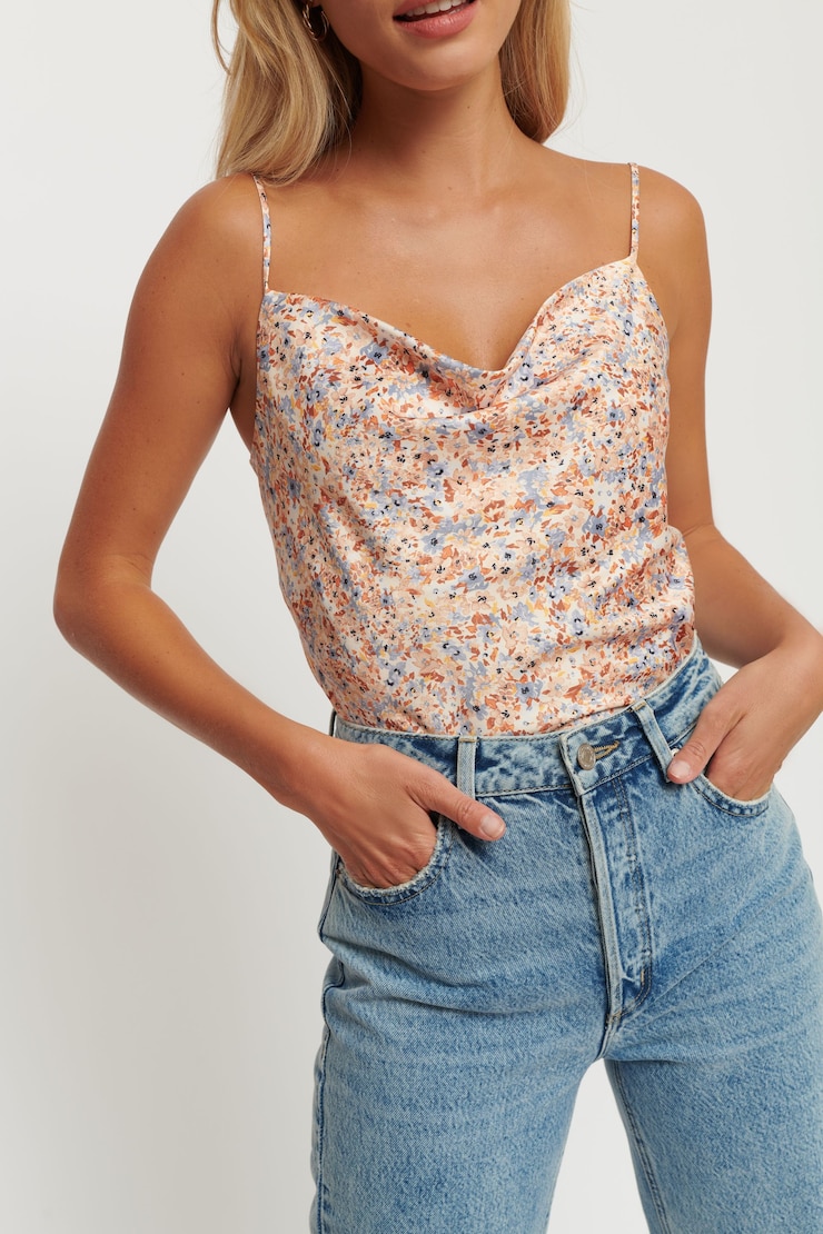 Haut à col châle Yasabel Fleurs multi large