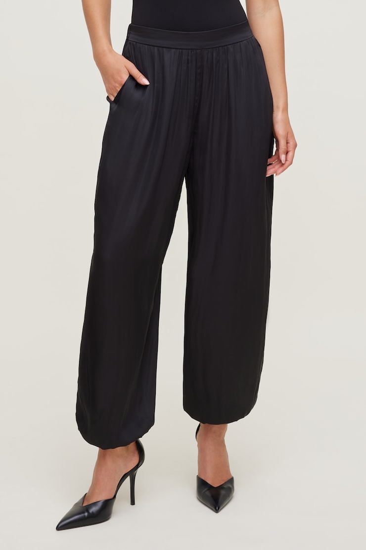 Satin Balloon Pants Jet Black large