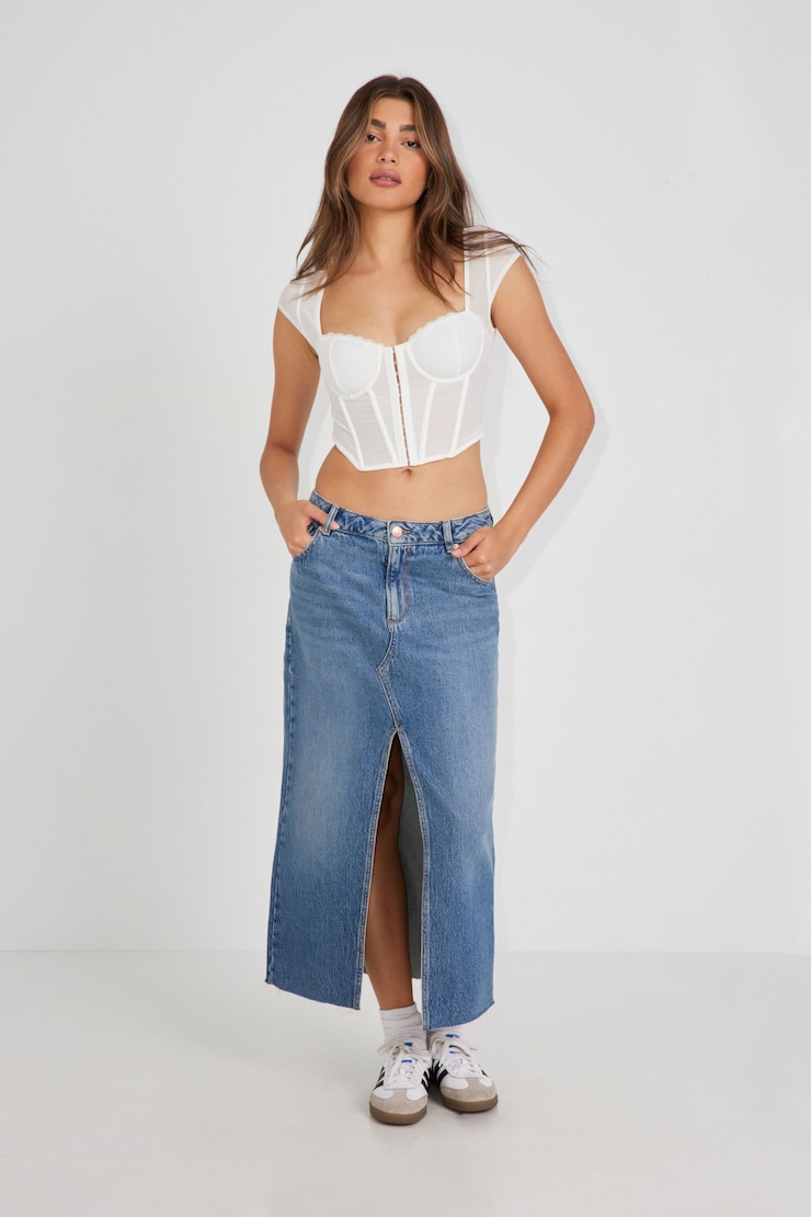 Denim Maxi Skirt, Austen Blue, large