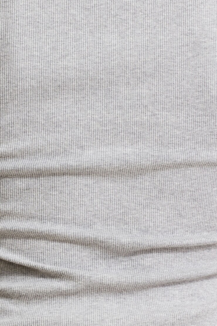 Ribbed Crewneck Waist T Shirt Fall Grey Mix large