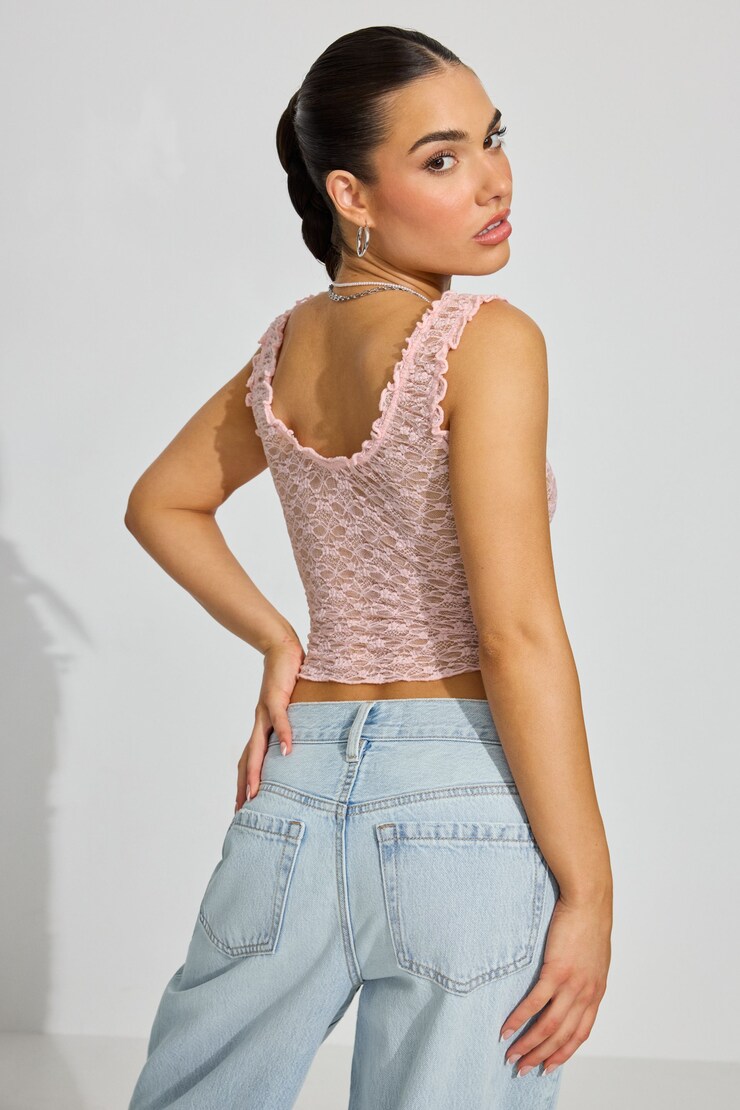 Bubble Lace Tank Top, Chalk Pink, large