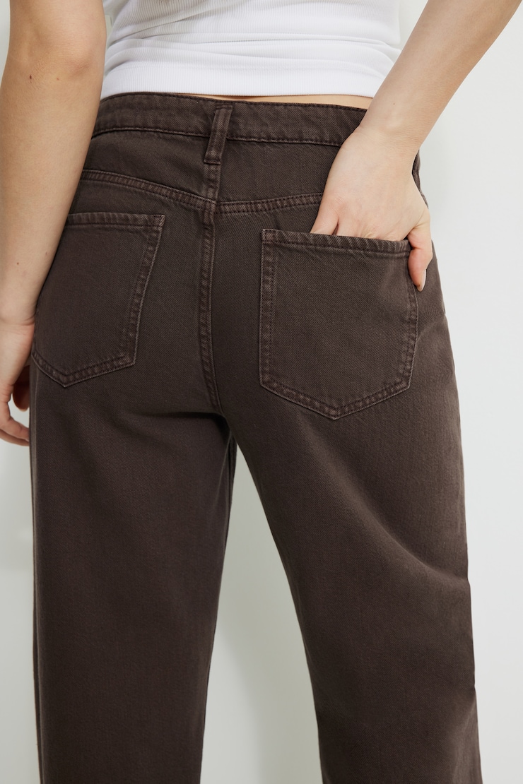 Mika Mid Rise Relaxed Straight Leg Jeans Chocolate Plum large