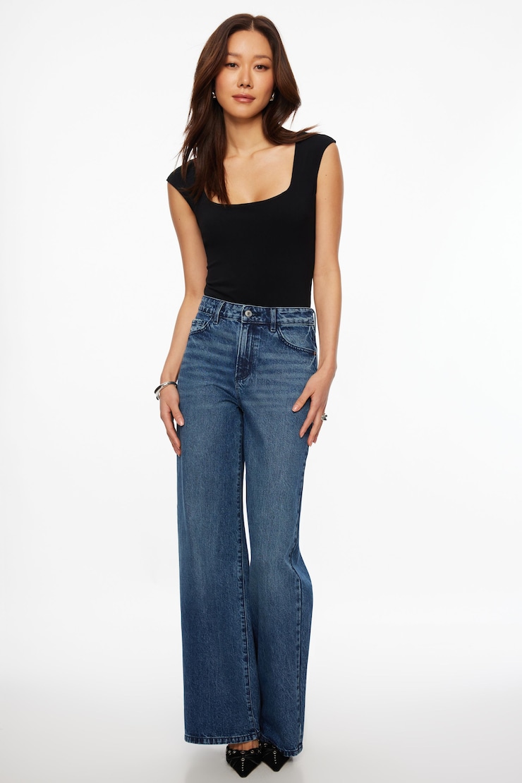 Elle Open Back Jersey Bodysuit Jet Black large